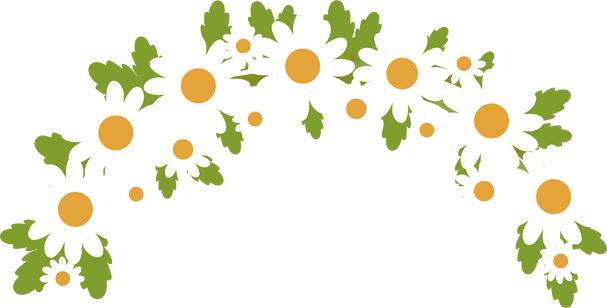 Daisy flower crown flat illustration.